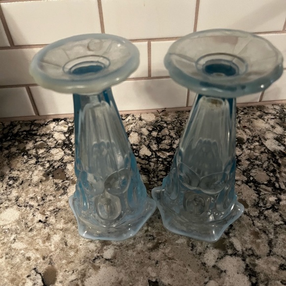 LE Smith Moon and Star Vase Light Blue Trumpet Flair. Price is for one vase. - Picture 5 of 5